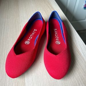 Rothy's The Flat in Scooter Red Round Toe Size 9 Washable, new w/o box